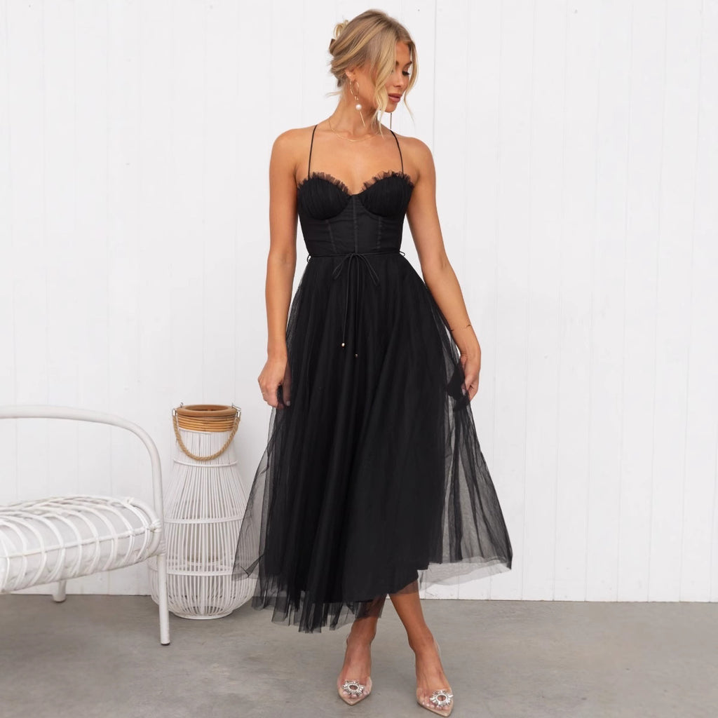 Beautiful Independent Temperament Sexy Straps Tulle Dress