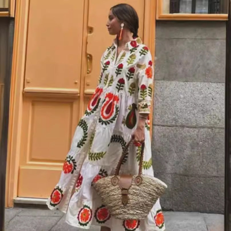 Attractive Durable Women's Positioning Printed Long Dress