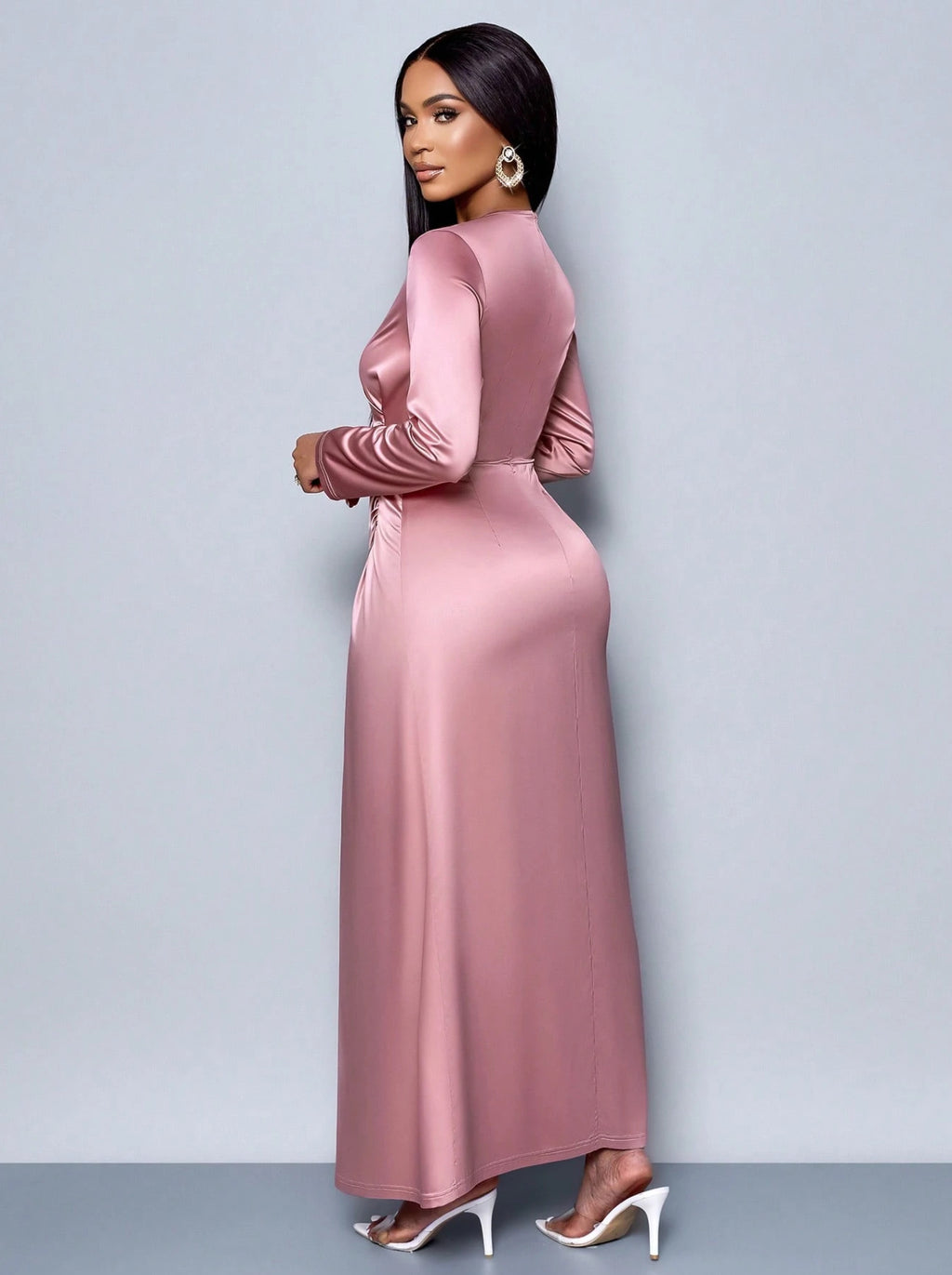 Solid Color High-grade Satin Fashion Elegant Dress