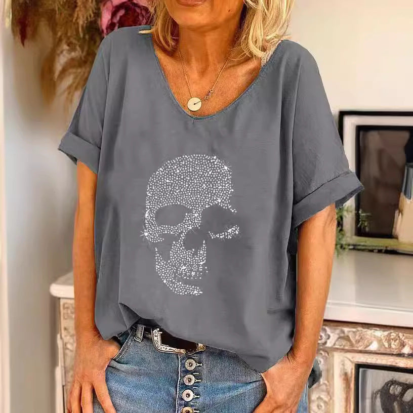 Women's Sleeve Large Loose Hot Bead Shorts