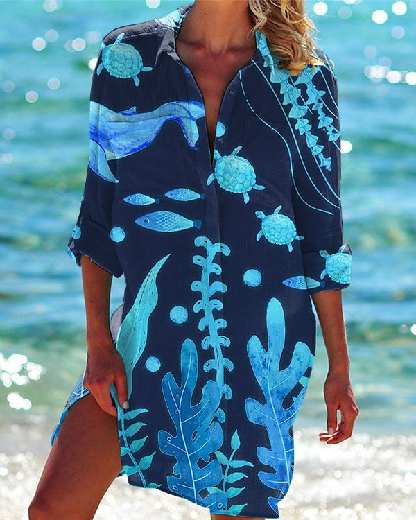 Women's Bikini Shirt Swimsuit Clothes Print Holiday Blouse