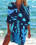Women's Bikini Shirt Swimsuit Clothes Print Holiday Blouse