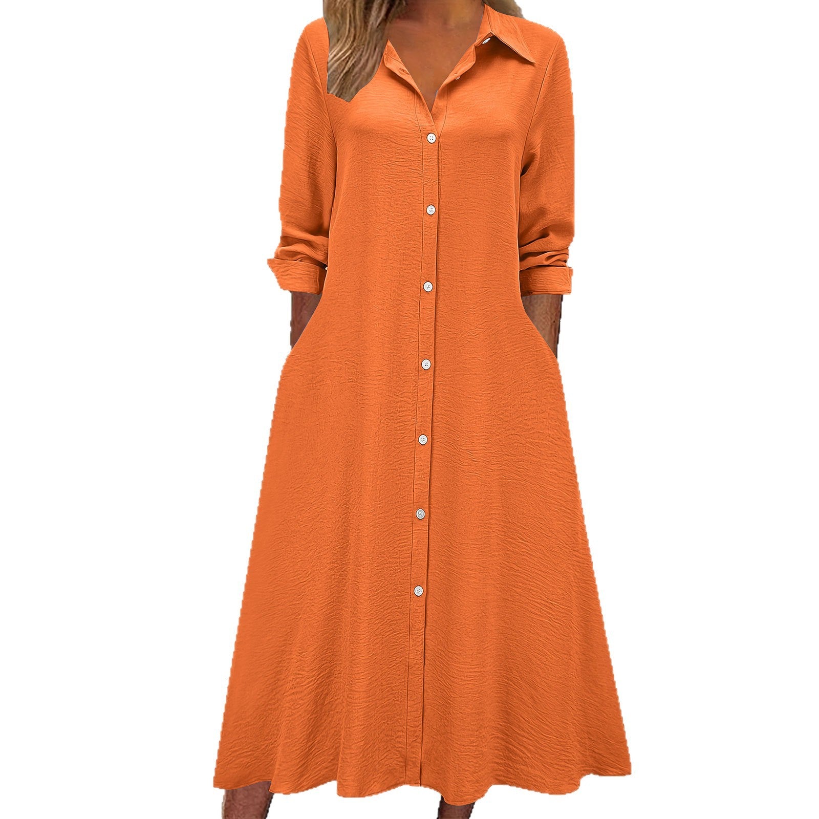 Women's Fashion Solid Color Lapel Long Sleeve Pocket Clothing