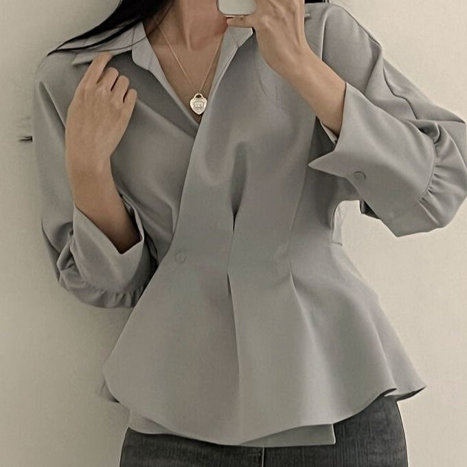 Western Style Ruffled Design Sense Niche Long Sleeve Blouse