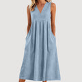 Women's Solid Color Pullover Sleeveless Cotton Linen Dress