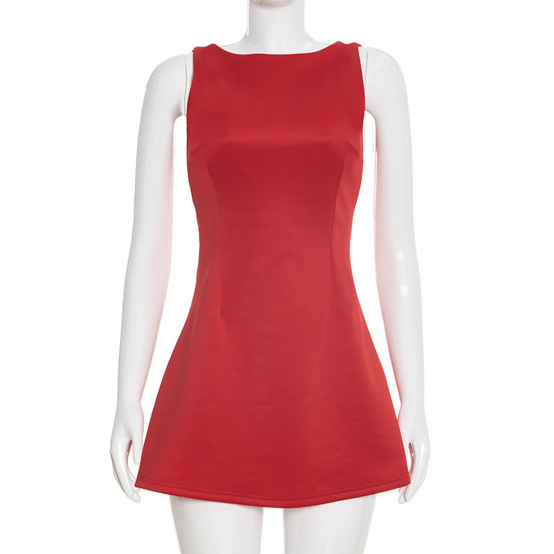 Women's Simple Graceful Casual Sleeveless Back Zipper Dress