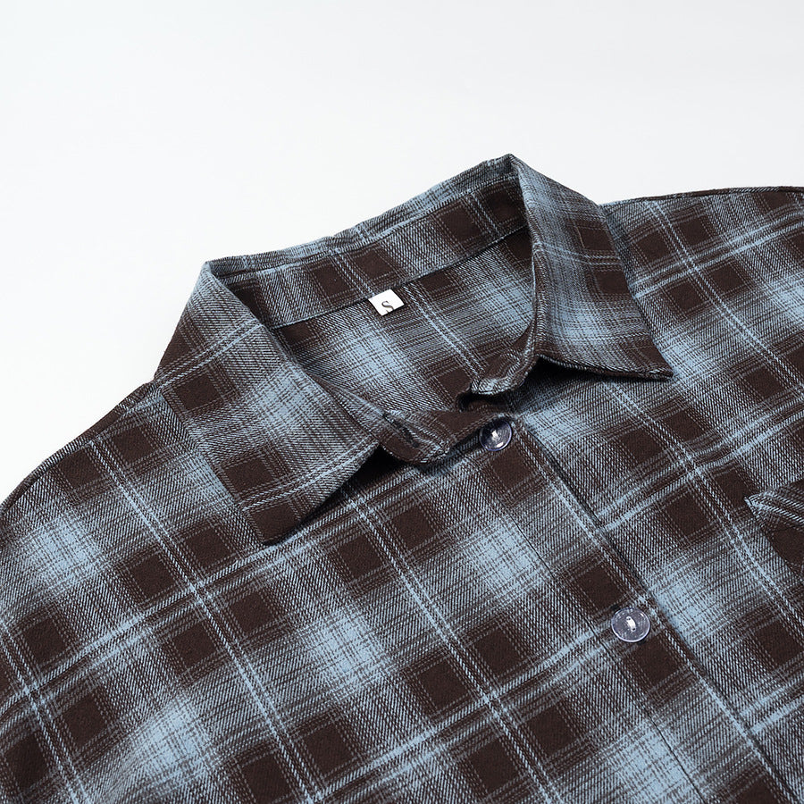 Classy Women's Fashion Casual Plaid Shirt Blouse