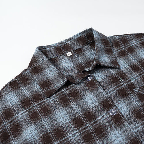 Classy Women's Fashion Casual Plaid Shirt Blouse