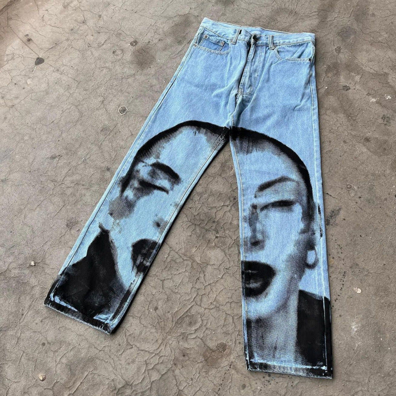 Women's & Men's Fashion Casual Digital Printing Jeans