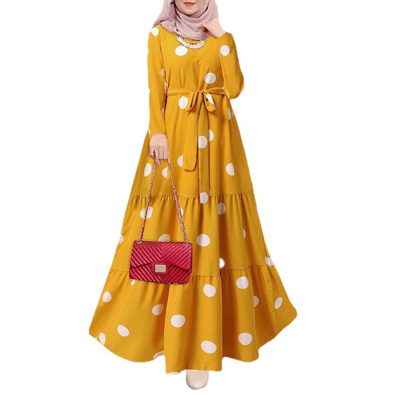 Women's Loose Pullover Sundress Retro Dotted Prints Dress