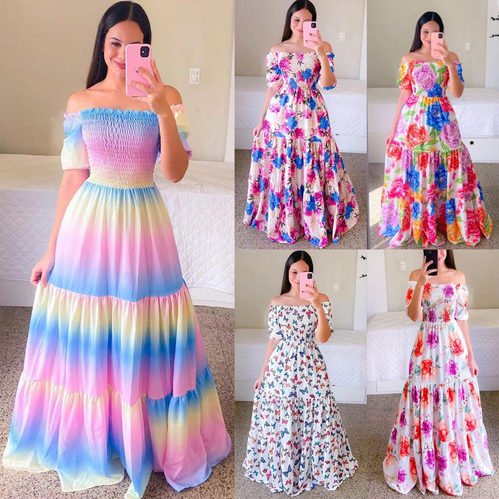 Attractive Women's Floral Fashion Long Printed Dress