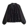 Women's Spring Laminated Decoration Polka Dot Printing Loose Blouse