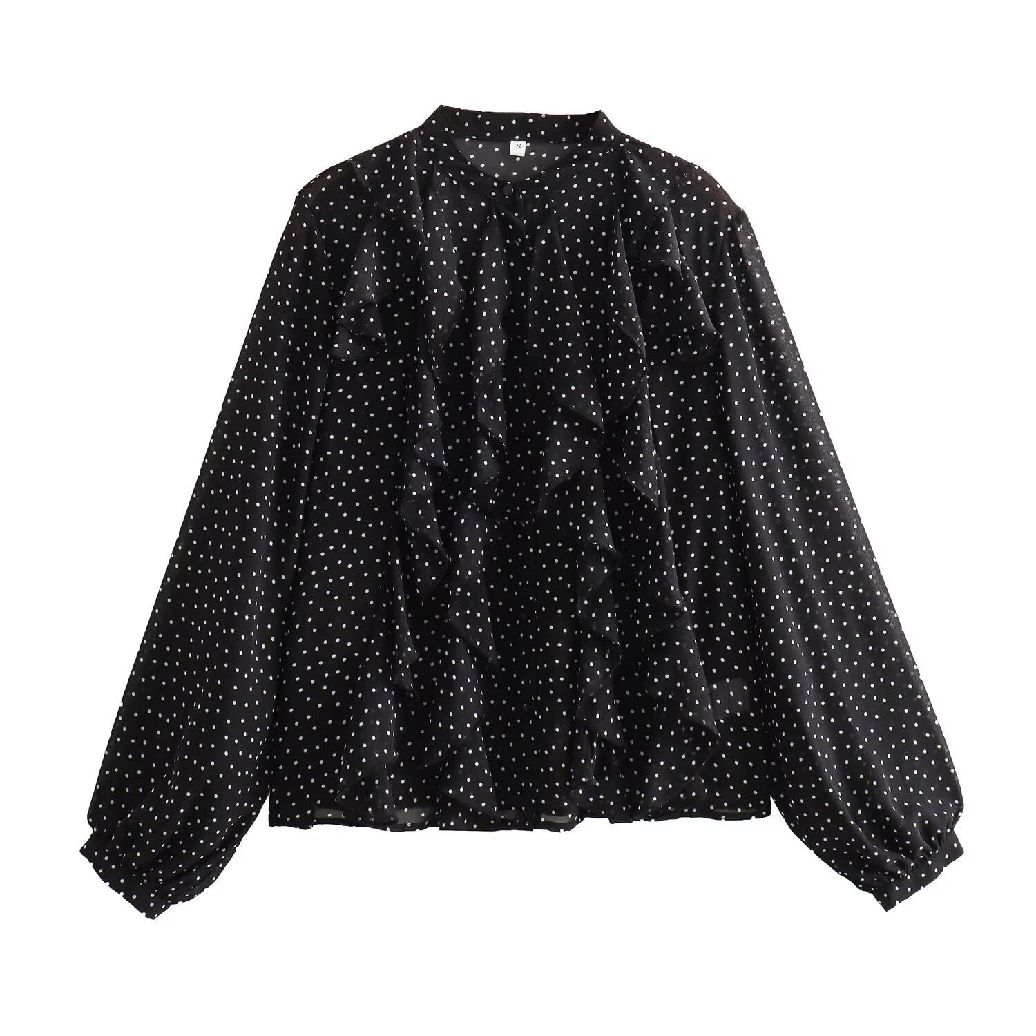 Women's Spring Laminated Decoration Polka Dot Printing Loose Blouse