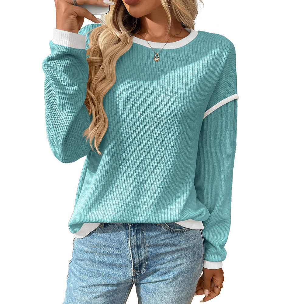 Women's Round Neck Imitation Long Sleeve Loose Women's T-shirt