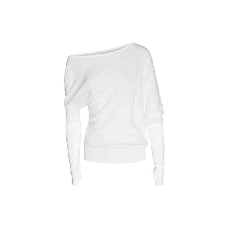 Shoulder Slightly Exposed Long Sleeve Fashion Versatile Women's T-shirt