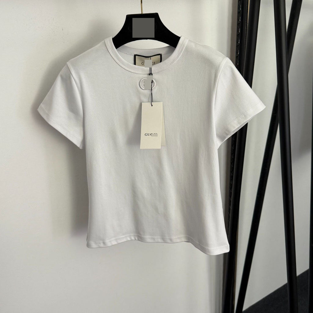 Casual Sweet Dopamine Wear Embroidered Slim Women's T-shirt