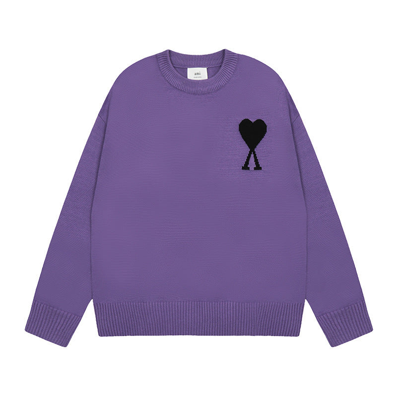 Round Neck Small Love Fashion Female Couple Loose Long Women's Sweater