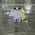 Women's Designer Model Denim Summer Plaid Stitching Skirt