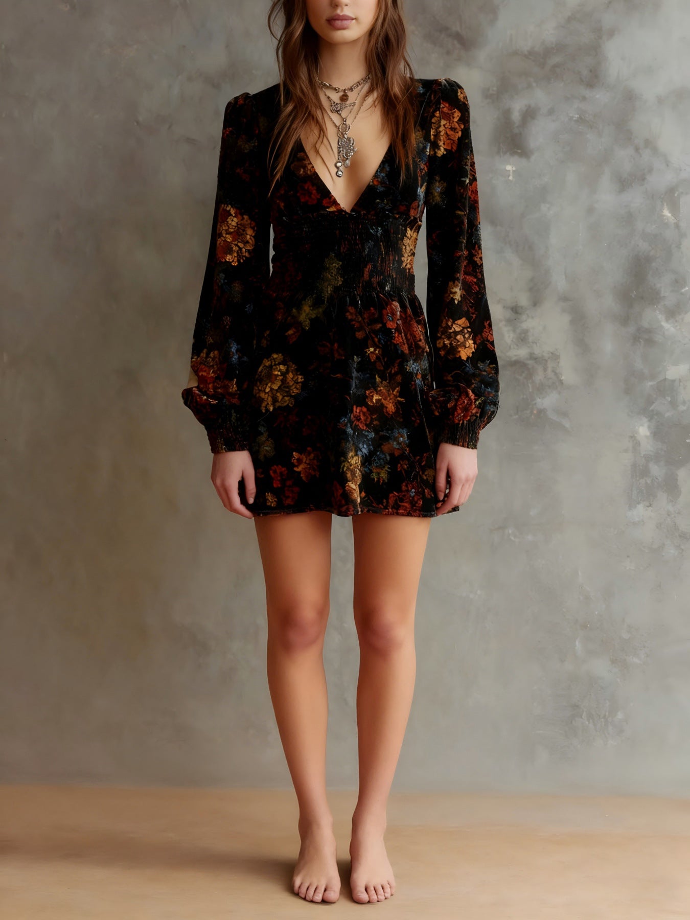 Collar Veet Sexy Waist Trimming Long Dress