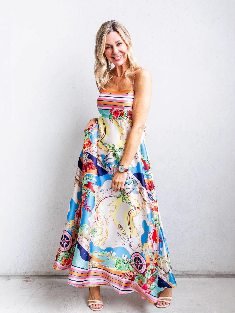 Women's Summer High Waist Print Vacation Style Clothing