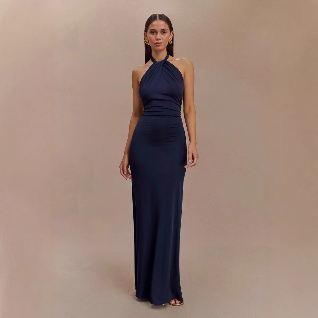 Women's Fashion Sexy Sleeveless Slim Waist Halter Dress