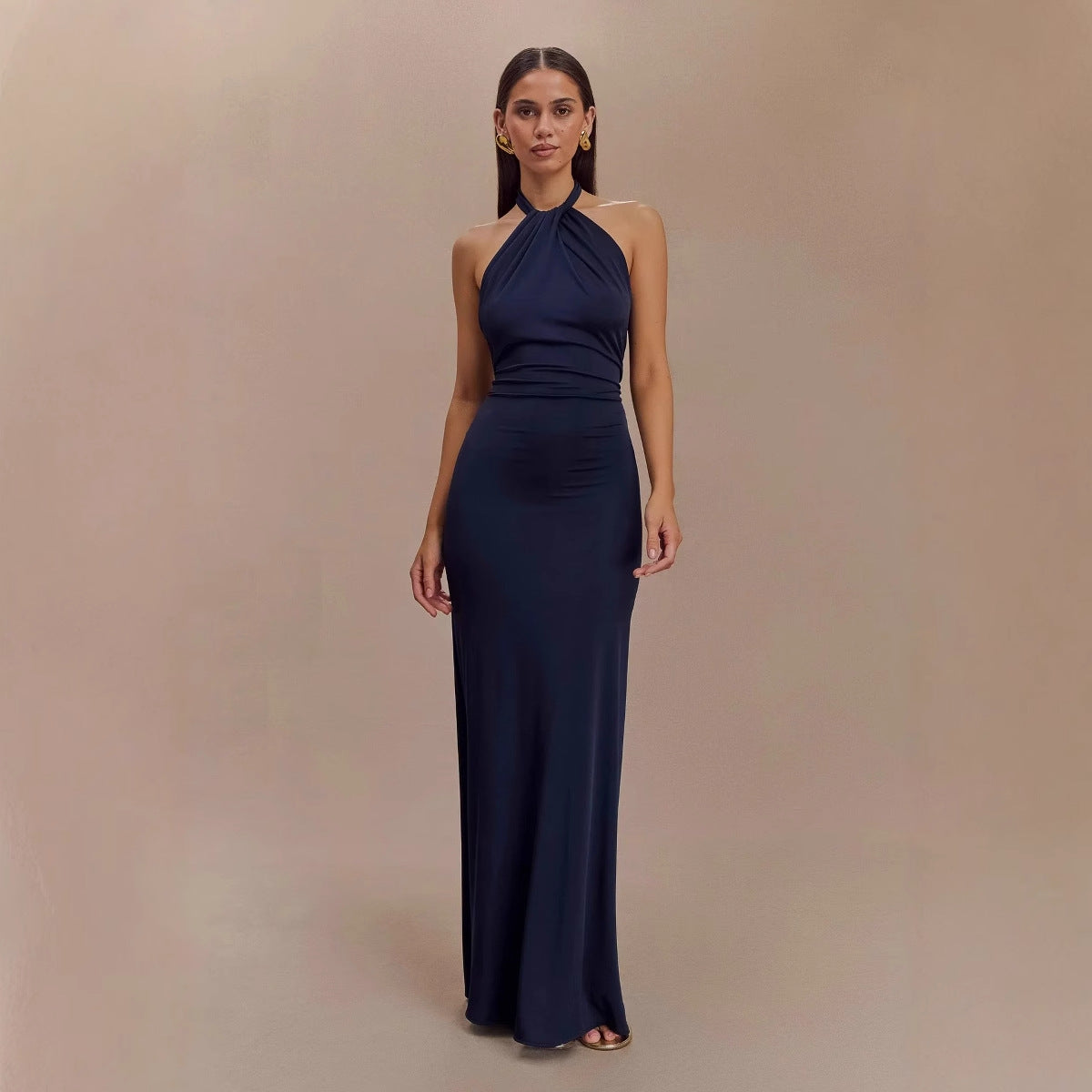 Women's Fashion Sexy Sleeveless Slim Waist Halter Dress