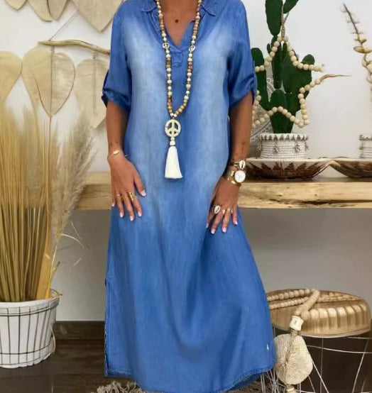 Charming Pretty Women's Loose Washed Denim Dress
