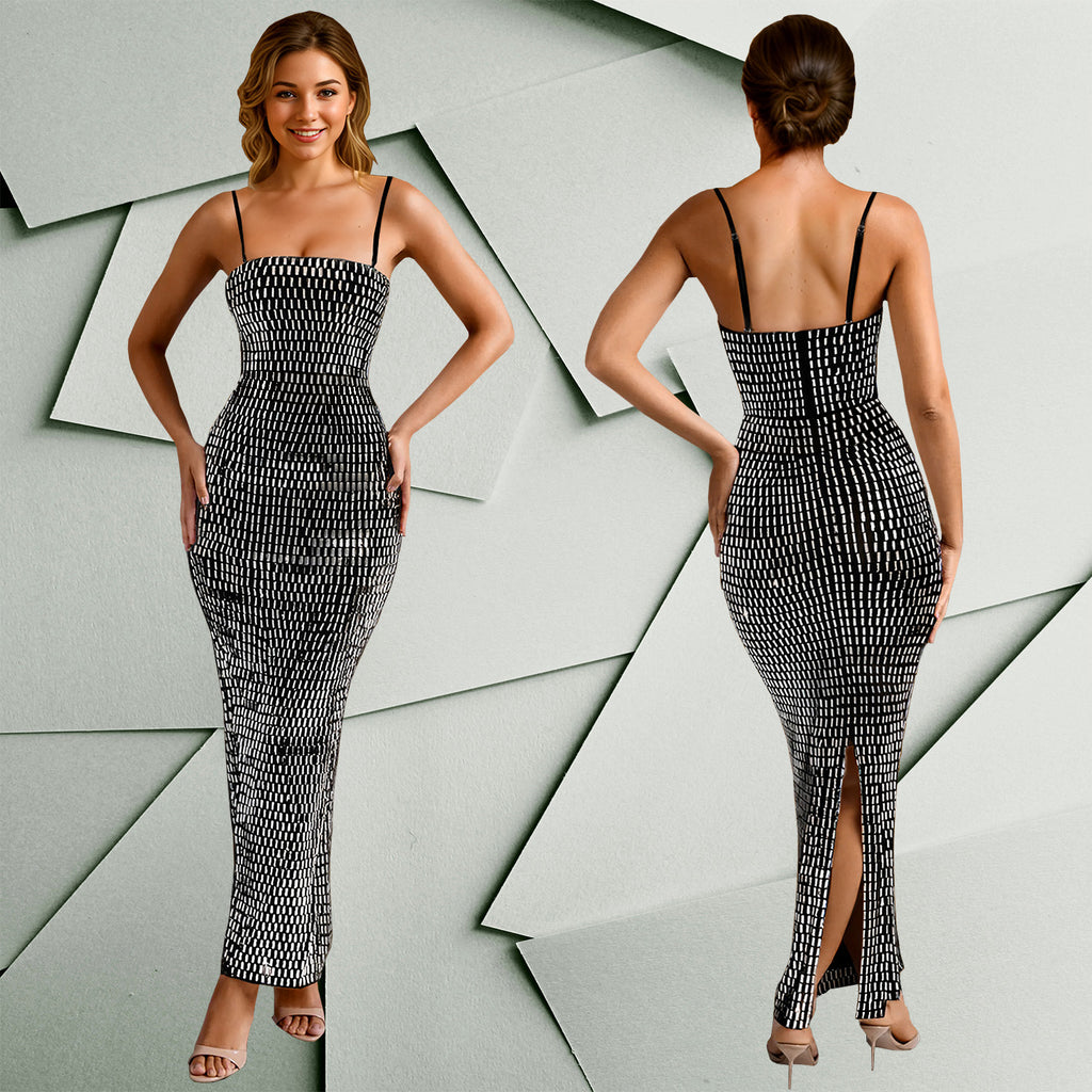 Women's Fashion Wear Rhinestone Sexy Strap Skinny Dress