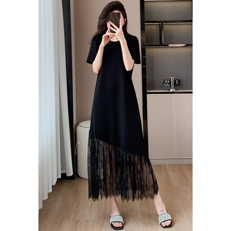French Style High-grade Lace Stitching Dress Light Luxury Temperament Slimming Women's T-shirt