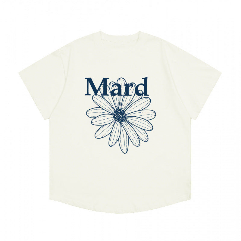 Sleeve Little Daisy Sausage Dog Printed Round Neck Pure Shorts