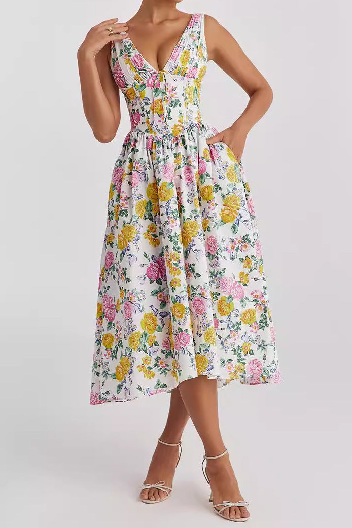 Beautiful Innovative Suspender Casual Printed Elegant Dress