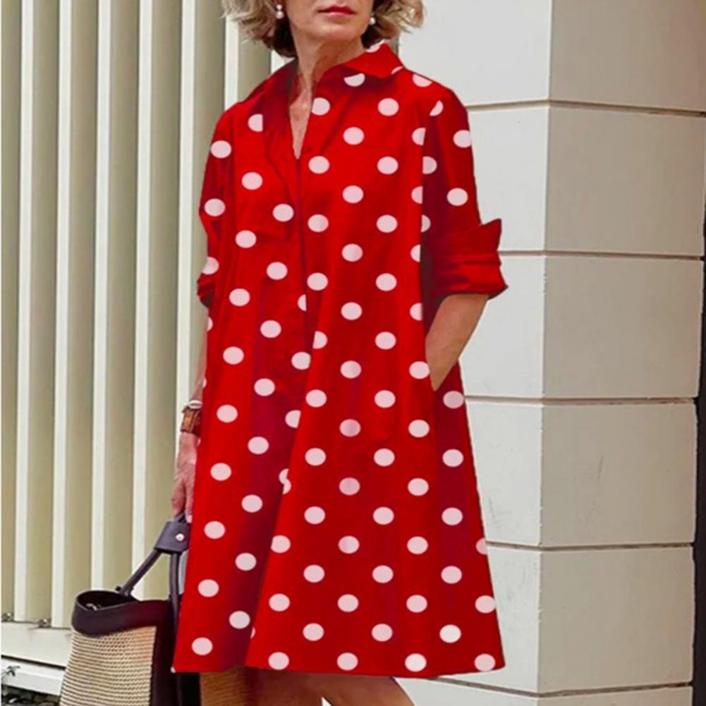 Elegant Polka Dot Collar Long Sleeve Blouse