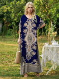 Women's Printed Loose Round Neck Robe Seaside Dress