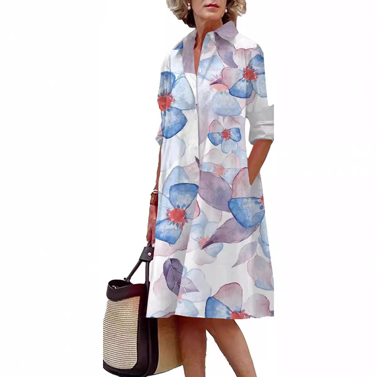 Elegant Polka Dot Collar Long Sleeve Blouse