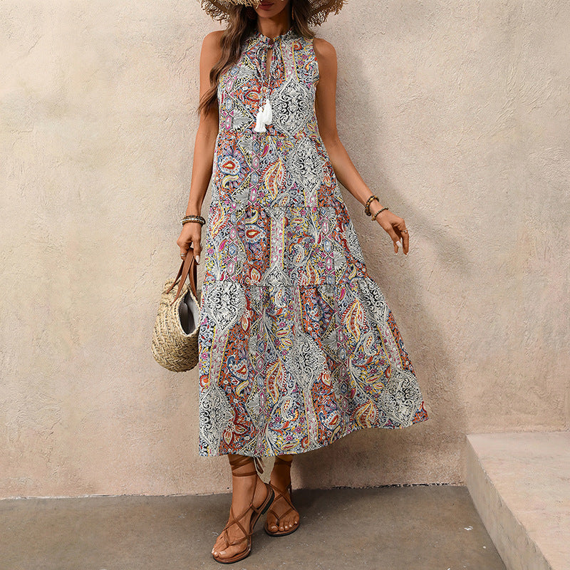 Summer Retro Vacation Style Large Swing Dress