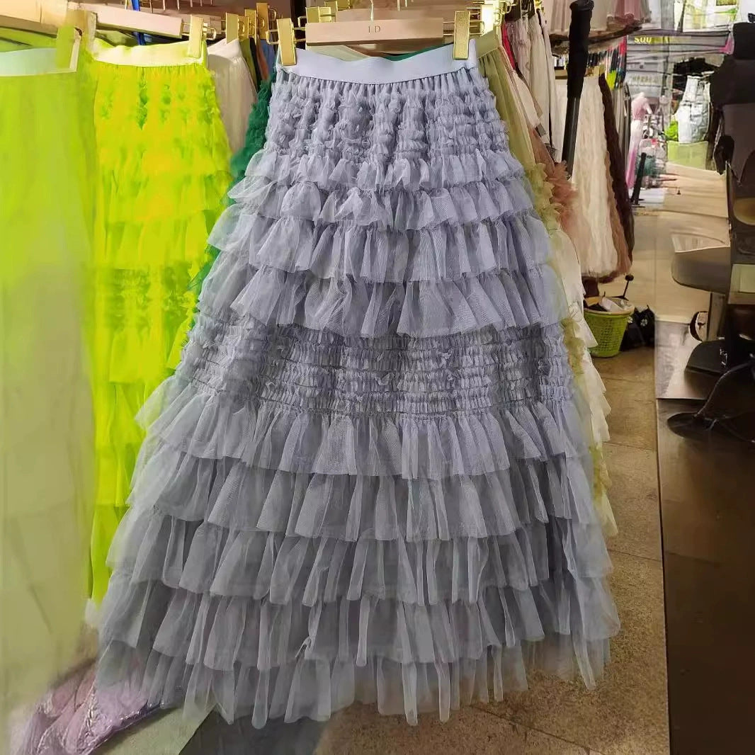 Elegant British A- Line Cake Dress Skirt