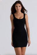 Solid Color Sexy Collar Stretch Pure Style Sunken Stripe Bandage Dress