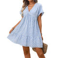 Women's Summer Loose Casual Elegant Short-sleeved Plaid Dress