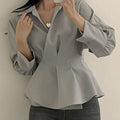 Western Style Ruffled Design Sense Niche Long Sleeve Blouse