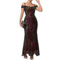 Women's Strapless Sexy Sequins Sling Long Fishtail Dress