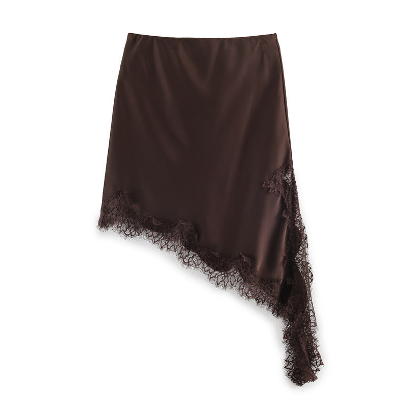 Women's Spring Fashion Sexy Hot Asymmetric Lace Skirt