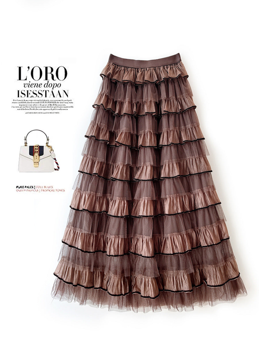 Organza Layers Long Patchwork Cake Dress Skirts