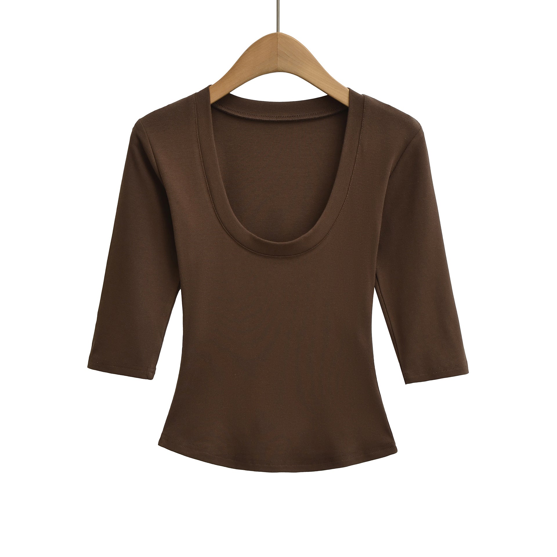 Women's Color Half Sleeves Knitted Inner Match Bottoming Women's T-shirt