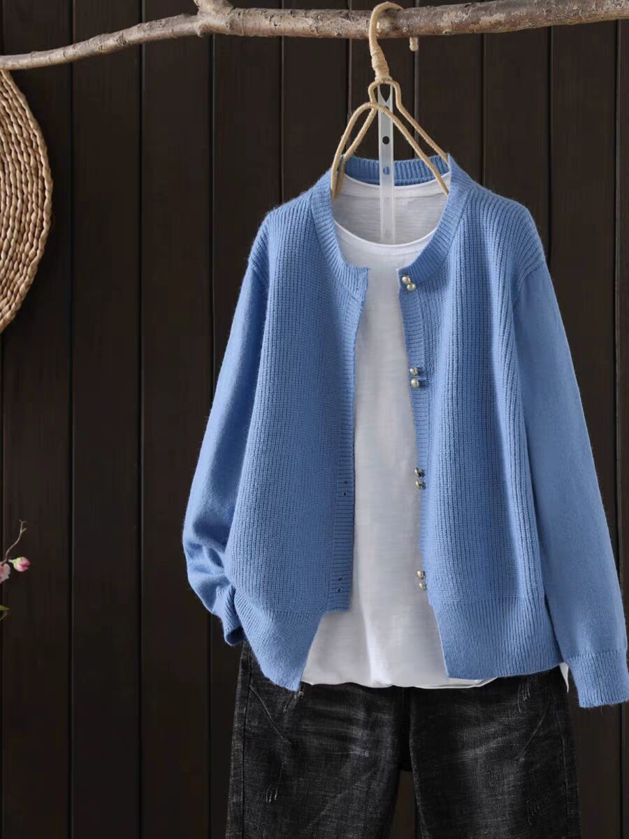 Women's Classic Style Autumn Loose Slimming Soft Glutinous Long Sleeve Solid Women's Sweater