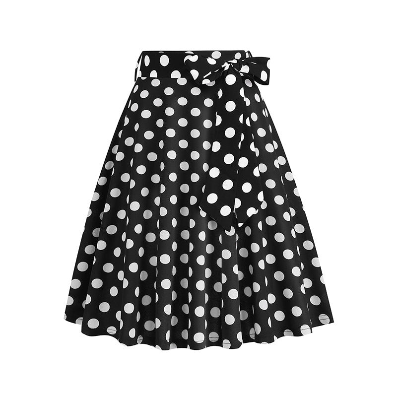 Women's Retro Dots Floral Purple Group Belt Skirts