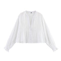 Women's Fashion Casual Loose Hollow Embroidery Shirt Blouse