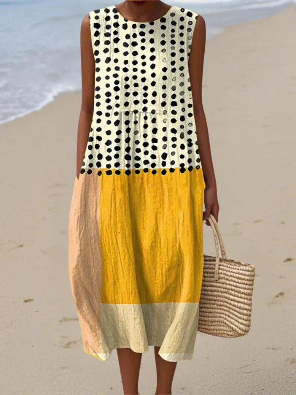 Sleeveless Pleated Large Version Loose-fitting Casual Dress