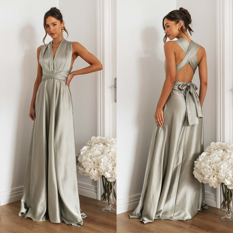 Summer Multiple Wear Rope Cross Backless Sexy Dress