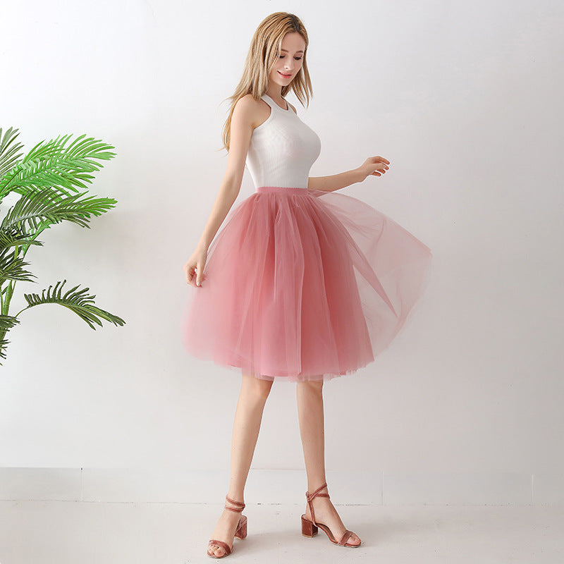 Women's High Waist Mesh Pettiskirt Adult Skirts