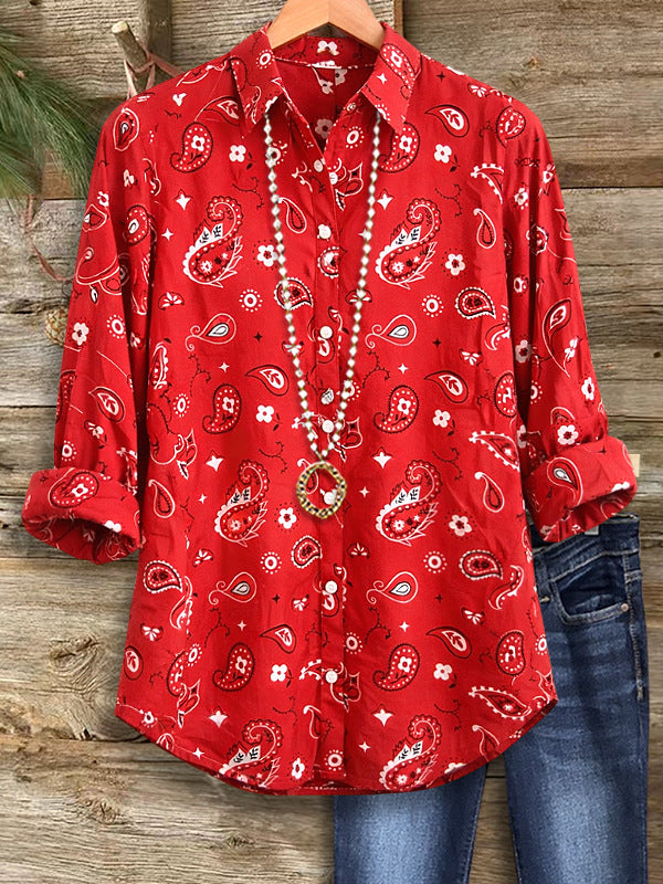 Women's Printed Pullover Casual Long Sleeve Shirt Tops